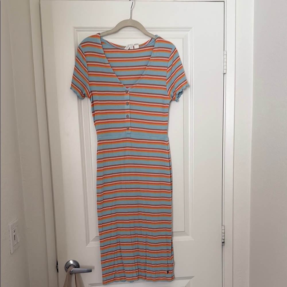 Roxy Orange and Gray Ribbed Sheath Dress